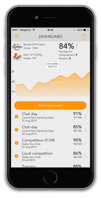 mobile app for clay pigeons shooting